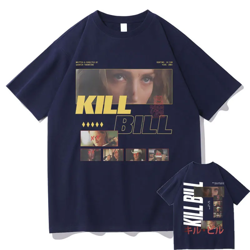 Classic Vintage Action Movie Kill Bill Double Sided Print T-shirt Quentin Tarantino T Shirts Men Women Casual Oversized Tshirt