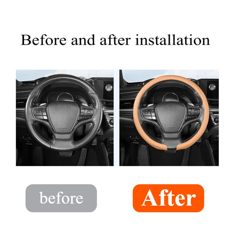 For Lexus ES200 ES300h RX300 RX350h NX UX: Leather Steering Wheel Cover - Custom Fit Non-Slip Breathable