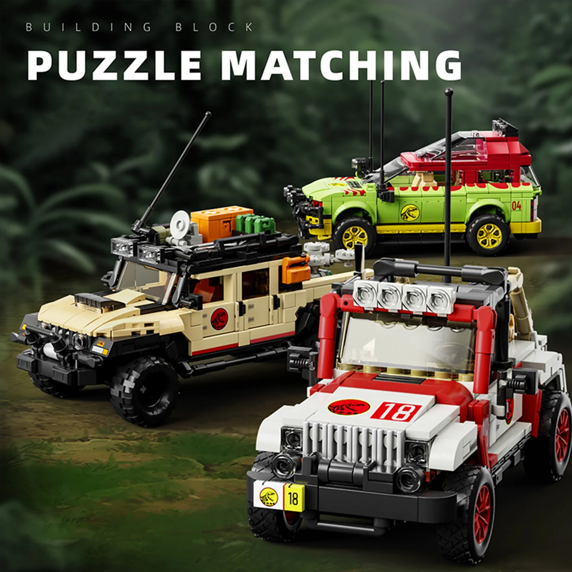 

1632pcs Jurassic Classic Off-Road Vehicle Building Blocks 95001 3 in 1 Dinosaur Series Truck Model Bricks Toys Kids Adults Gifts