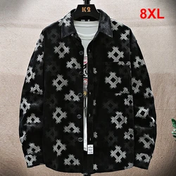 Vintage Jacket Men Spring Autumn Plaid Jacket 8XL Plus Size Coat Fashion Casual Button Jackets Coat Male Big Size 8XL