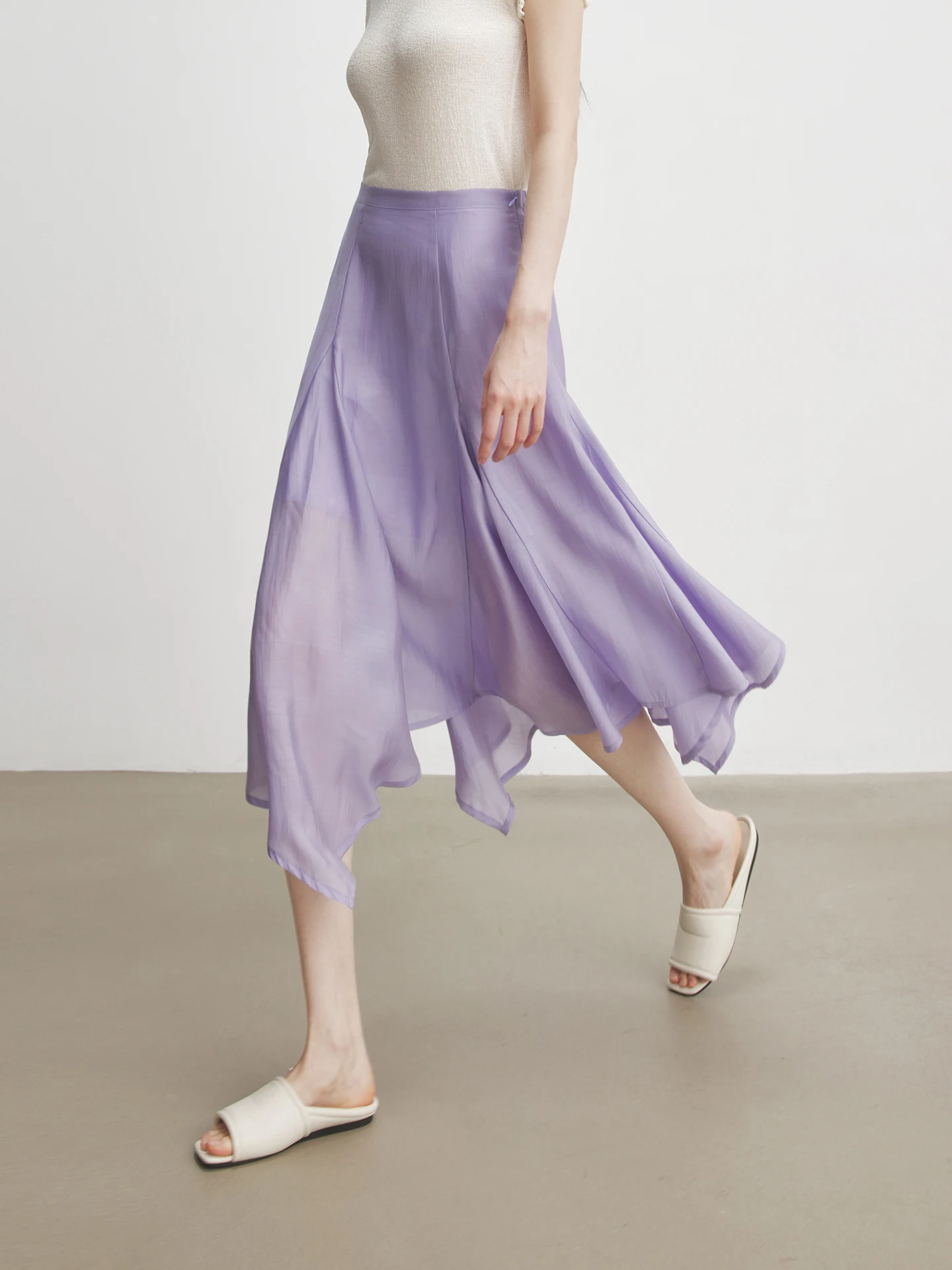 

Женская летняя юбка Annata Purple Silk A-Line с высокой талией, удобная для повседневной носки, влагоотталкивающая