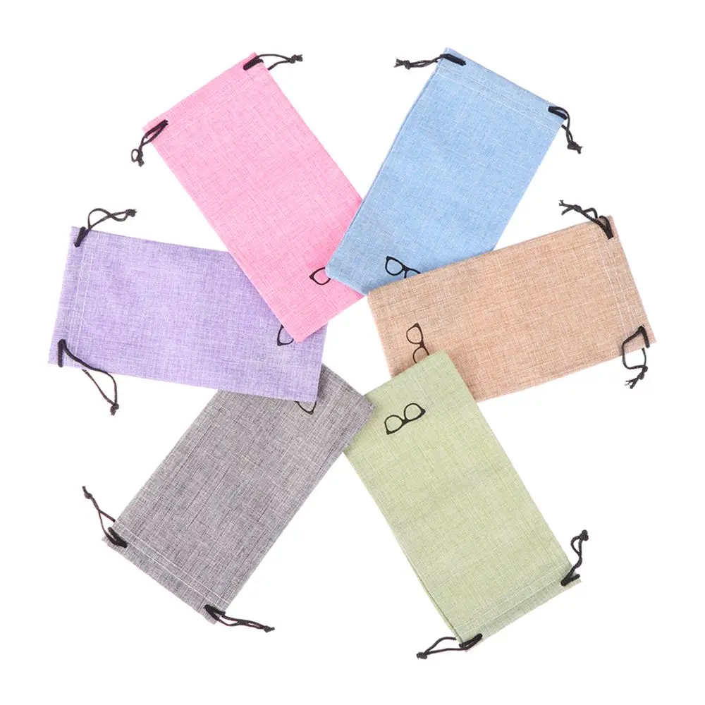 10Pcs Portable Linen Fabric Pouch For Sunglasses Bag Multi-Functional Eyeglasses Case Optical Glasses Lanyard Cloth Bags