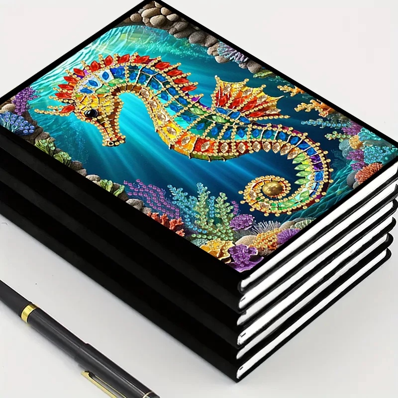 DIY Seahorse Diamond Painting Notebook Special Shaped Diamond Art Mosaic Diary Sketchbook For Home Study Xmas Decor HandmadeGift