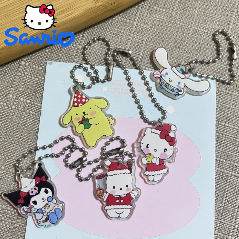 

Anime Sanrio Keychain Kawaii Hello Kitty My Melody Kuromi Pochacco Cinnamoroll Cute Laser Pendant for Christmas Decoration Gift