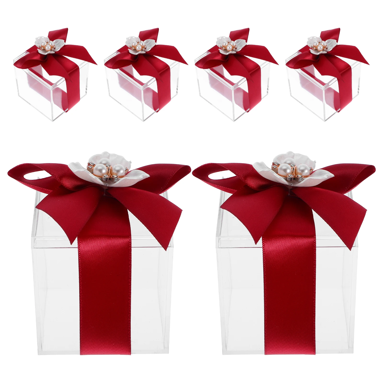 

6pcs Wedding Candy Boxes for Sweets Transparent European Style Party Favor Boxes Guests Baby Shower Clear Chinese Happy