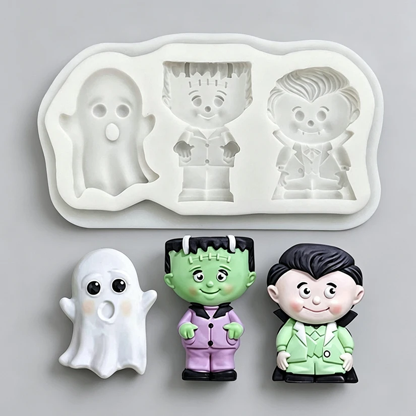Halloween Frankenstein Geister Silikon-Zuckergussform Harzwerkzeuge Cupcake-Backform Fondant-Kuchendekorationswerkzeuge