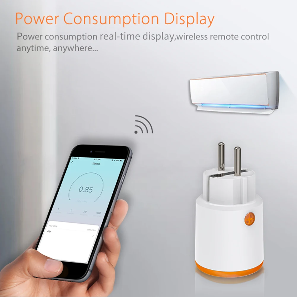 

Умная розетка Tuya EU 16A Zigbee 3.0 с мониторингом энергопотребления, управлением через приложение, совместимая с Alexa и Google Assistant