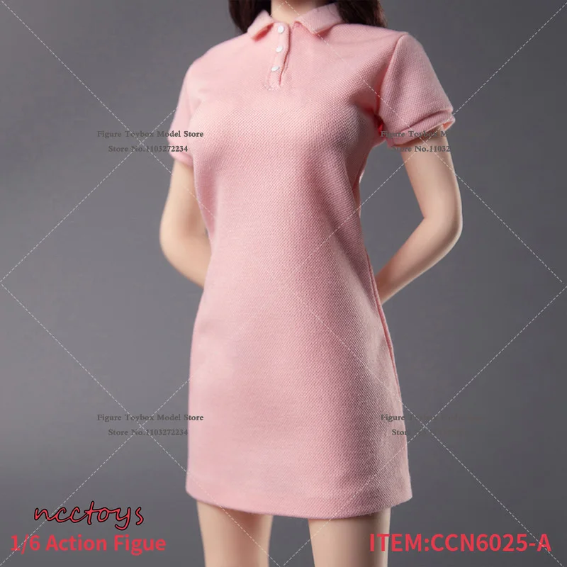 CCN6025 1/6 Female Soldier Simplicty Polo Collar Print Trendy Short Dress Clothes Accessory For 12