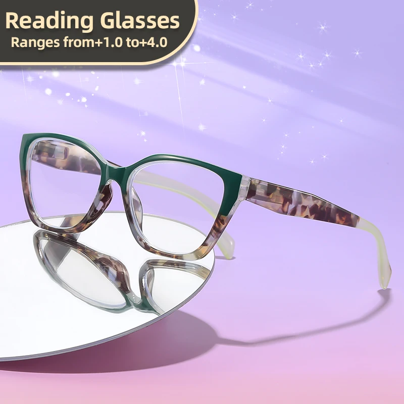 Oyalie Gradient Pattern Cat-Eye Frame Reading Glasses, Lightweight Material, Contrasting Color Gradient, Comfortable to Wear, Stylish and Clear Vision, Reading Glasses with Prescription Ranging from +1.00 to +4.00 Degrees