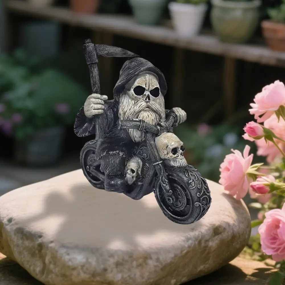 Тематическая уличная статуя мотоцикла, скелет, украшение для мотоцикла, смола, скелет, рыцарь, статуя гнома для наружного сада, двора
