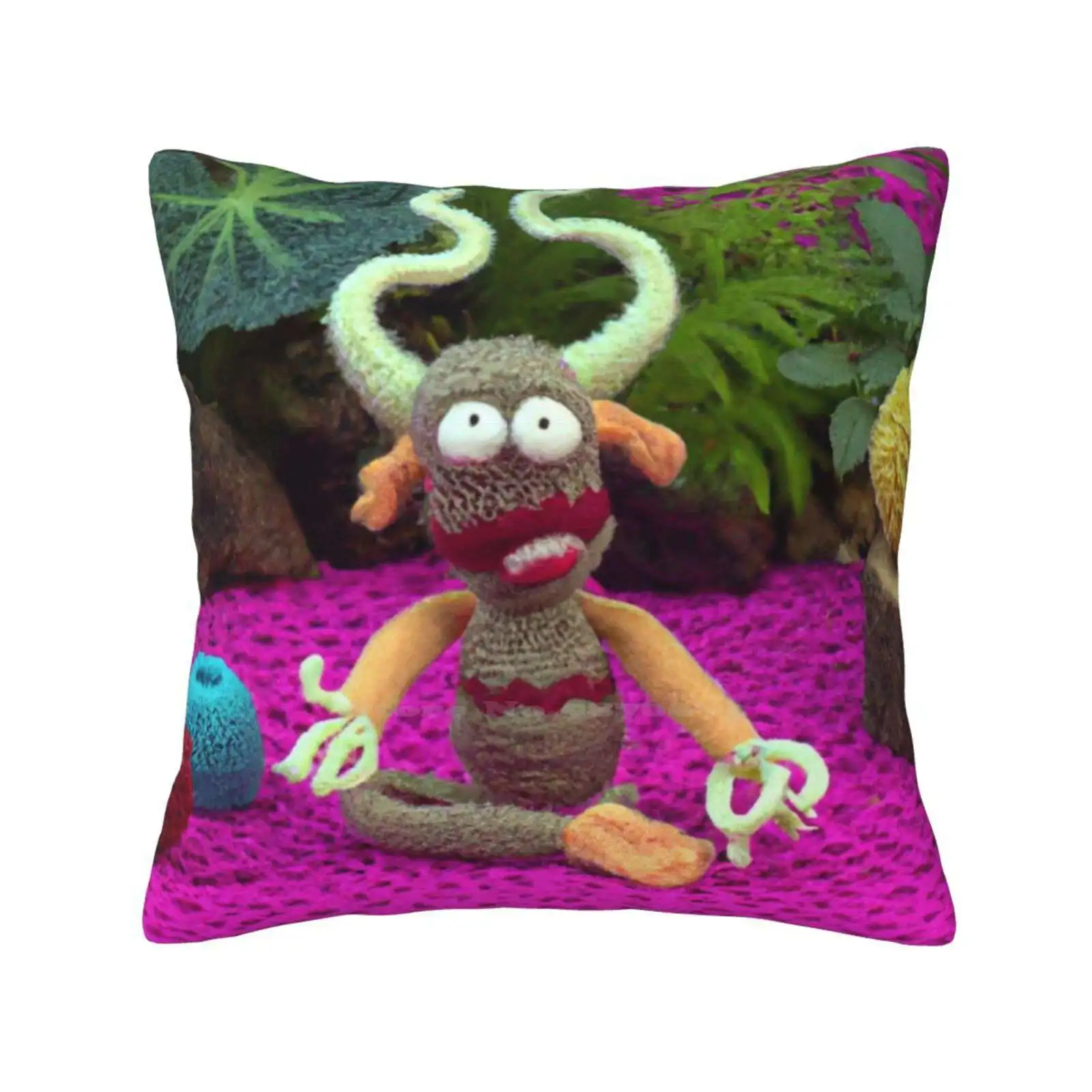 Meditation Crochet Monster Soft Comfortable Pillowcase Meditationart Kawaiiart Colorful Crochet Anime Digitalart Nostalgia Yoga