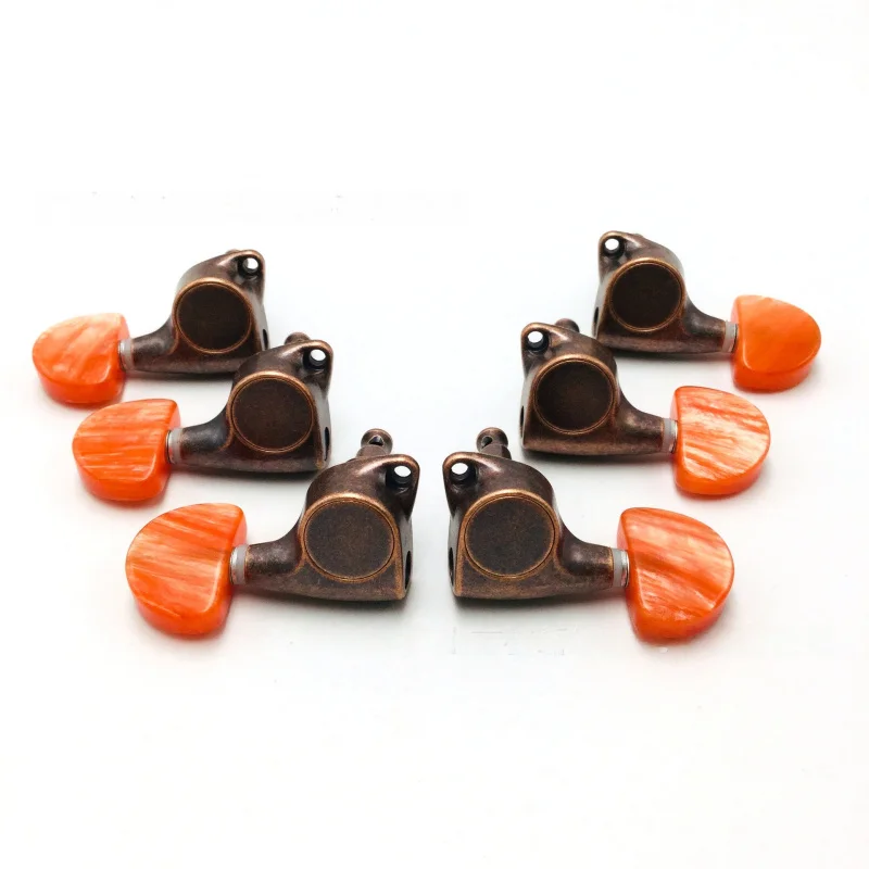 

Винтажные красные бронзовые полностью закрытые колки для настройки гитары с полукруглыми ручками из смолы и агата для акустической гитары