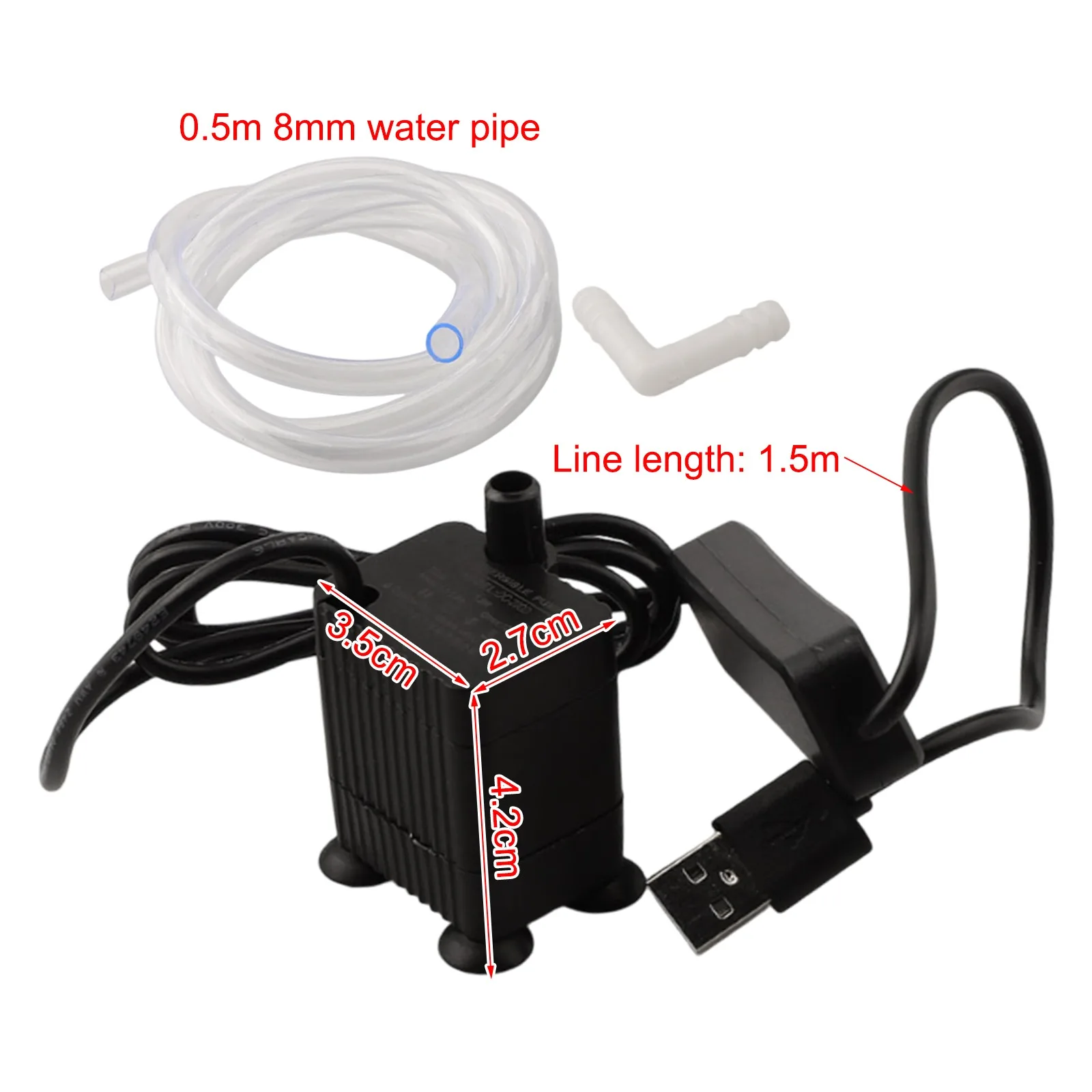 Silent Water Pump Mini Water Pump Adjustable Output Power Blue Indicator Light Flow Rate 120 Liters Per Hour 42*35mm