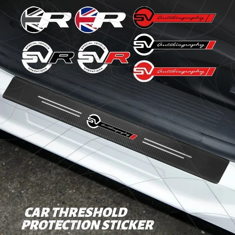 

4/5pcs For Land Rover Jaguar R Sport SVR Logo X-Type HSE Carbon Fiber Door Threshold Sill Strip Trim Decals Trunk Car Stickers
