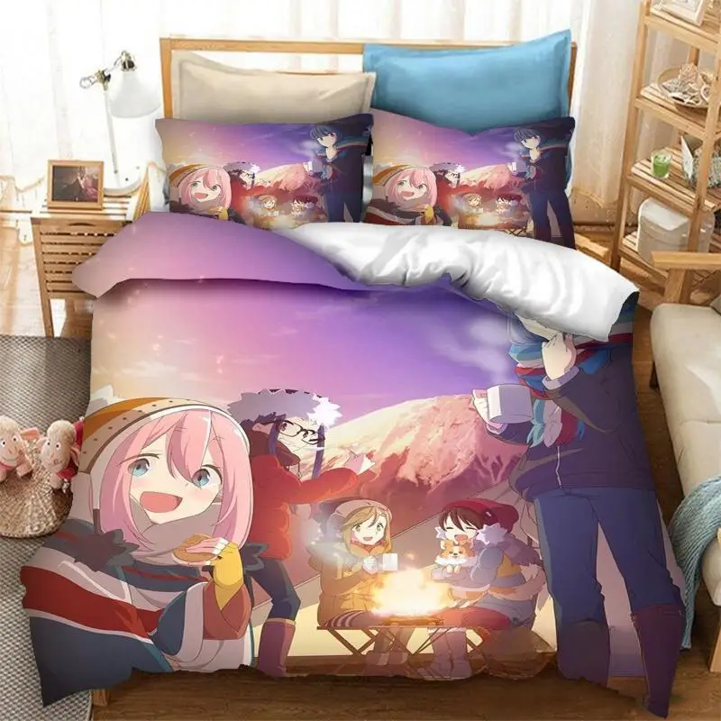 New 3D Print  Anime Yuru Camp Bedding Set Duvet Covers Pillowcases 2/3 Piece Comforter Bedding Sets Bedclothes Bed Home Textiles