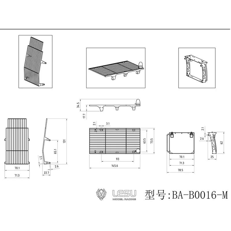 1/14 Macchine edili Modello 945 Escavatore Cabina Guardrail anticollisione BA-B0016-M Velocità laser LESU