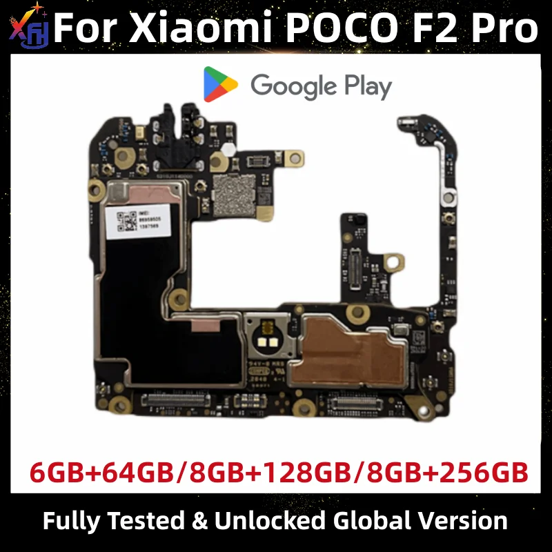 Motherboard for Xiaomi Poco F2 Pro, Mainboard, Original, Unlocked, Global Version with Chips, Logic Board, 128GB, 256GB ROM