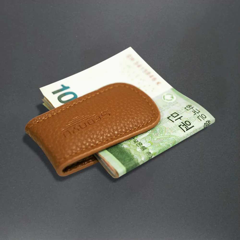 Luxury Cowhide Leather Magnetic Wallet Minimalist Money Holder Slim Card Case Portable Bill Folder For Travel Daily Usage