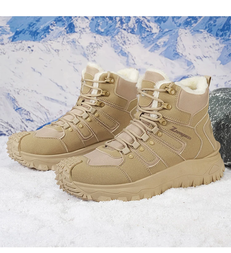 Winter-Essentials Schneestiefel, Outdoor-Wanderstiefel mit Fleecefutter, Warme Herren-High-Top Rutschfeste Wanderschuhe – Detail 18