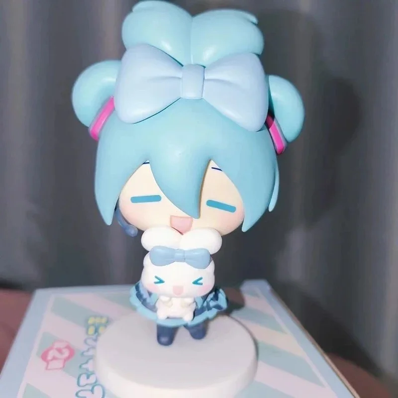 10cm Anime Miku Figure Beautiful Doll Kawaii Hatsune Miku Cinnamoroll Figure Q-version Model PVC Cartoon Car Ornament Toys Gift