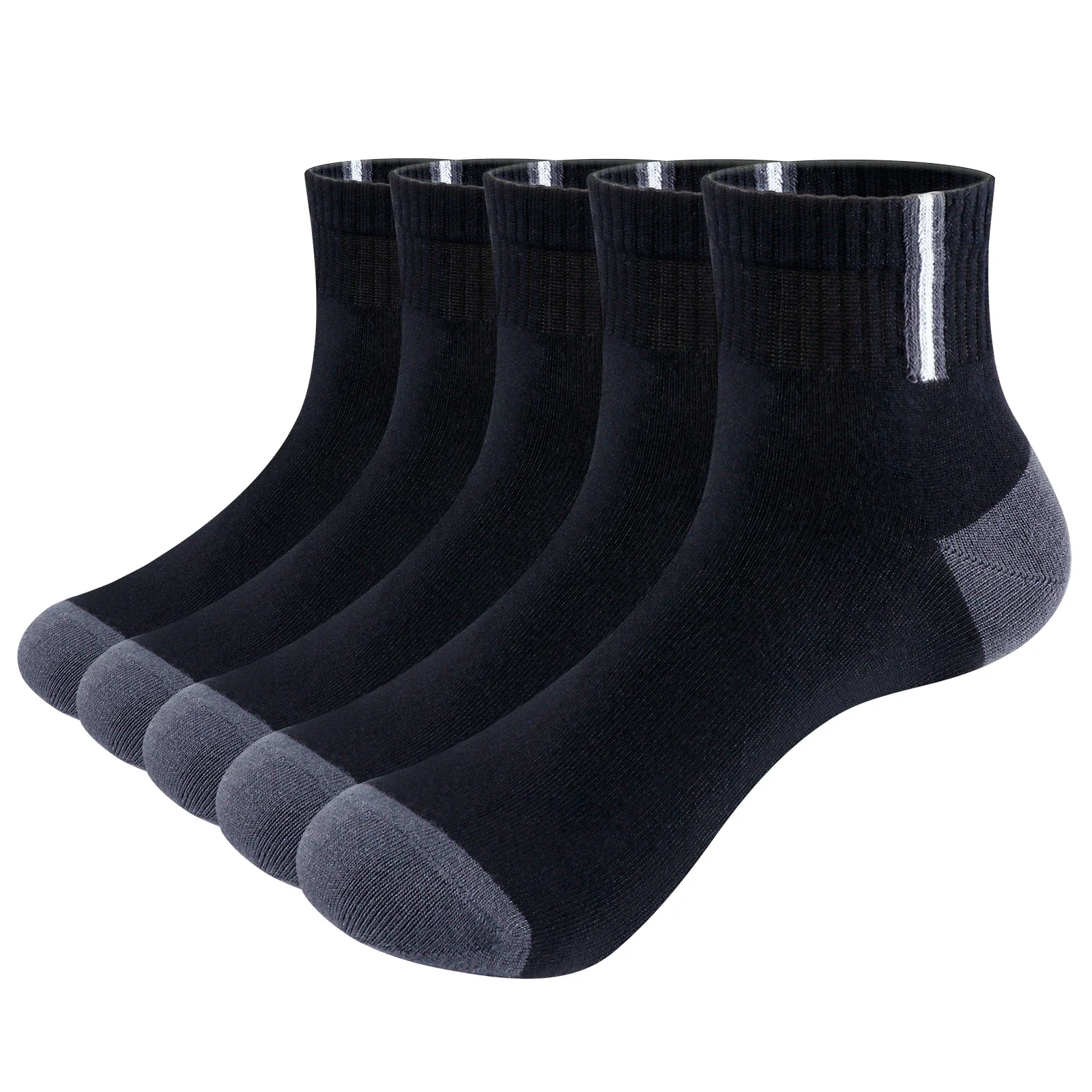 YUEDGE-Breathable Bamboo Ankle Socks for Men, Lightweight Quarter Socks, Size 37-46 EU, 5 Pairs/Pack