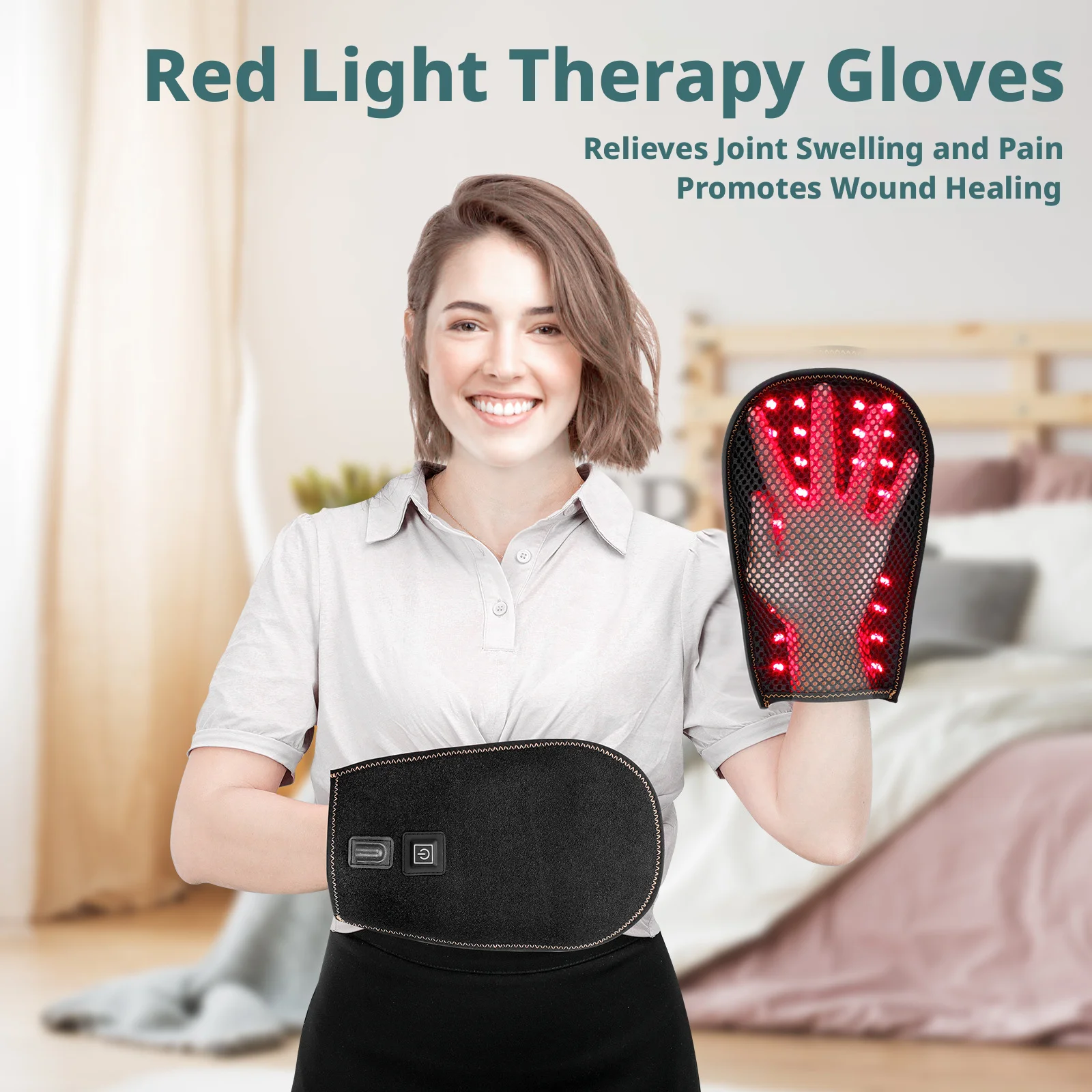 SHINEKNOT Infrared Therapy Lamp Gloves Tendon Sheath Finger Joint Wrist Red Light Therapy LED Portable Infrared Lamp Adjustable