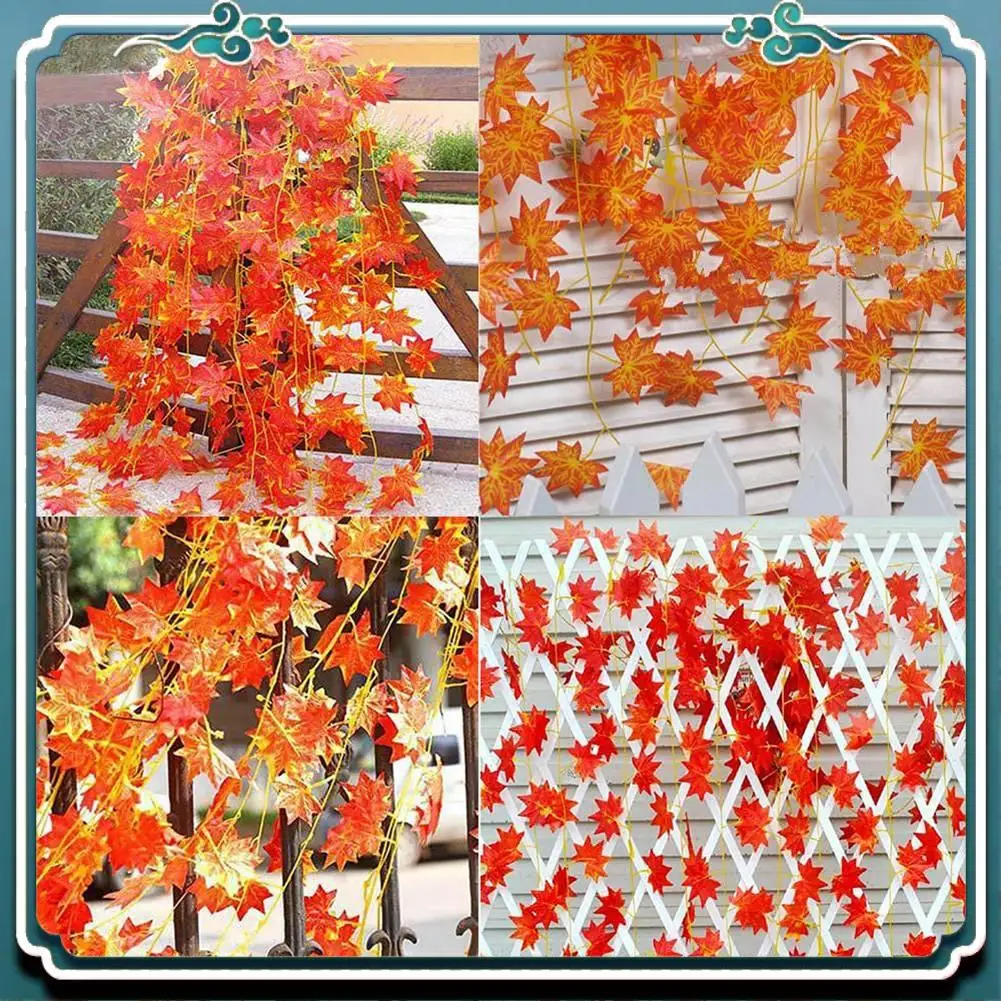 

Искусственная гирлянда из кленовых листьев A67K-12, осенняя гирлянда из плюща, искусственные кленовые лозы для декора на День Благодарения, Рождество, украшения дома.