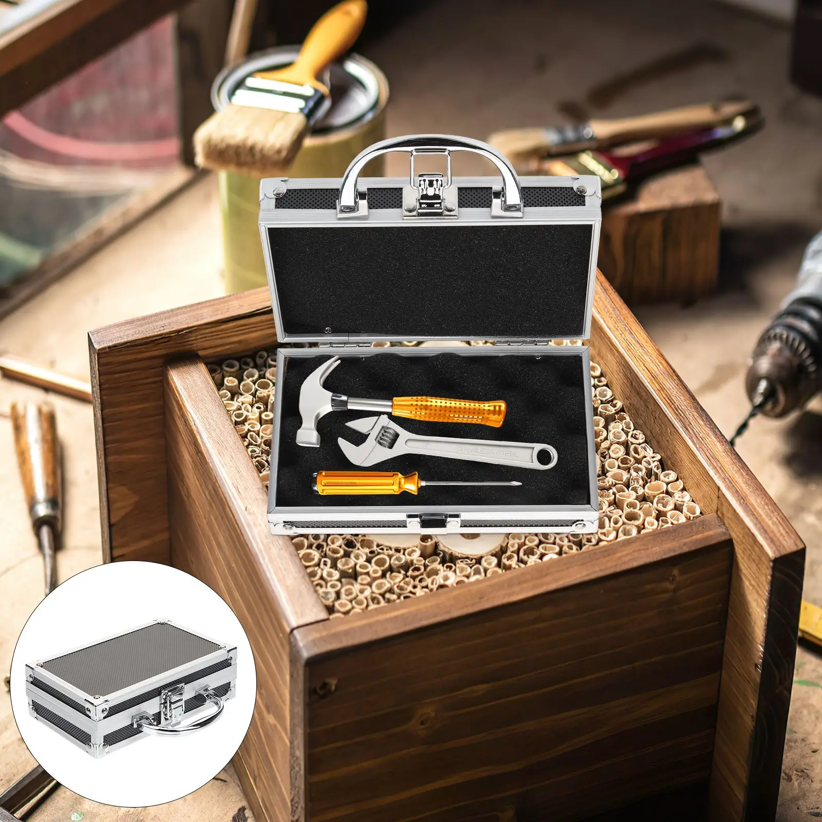 Aluminium Alloy Tool Box Multi-function Tool Storage Box Portable Toolbox Organizer Metal Tools Case Carrying Case Home Supplies