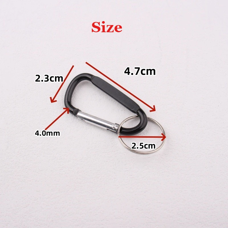 50PCS Personalized Aluminum Alloy Carabiner Clip D Shape Buckle with Keyring Buckle LOGO Custom