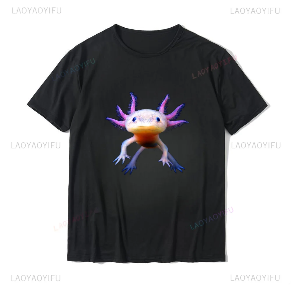 Camiseta de manga curta masculina e feminina com estampa Axolotl, roupa de rua, Harajuku, casual, verão, polivalente, fofo