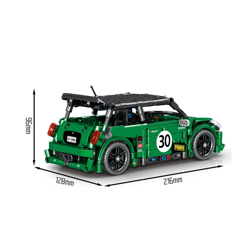 Technical Scale Rally Car Building Block Mini Coopers Model Pull Back Vehicle Racing Bricks Toys Collection For Boys Gift