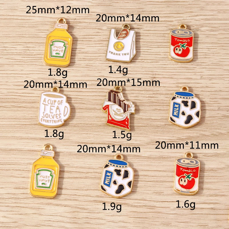 10 Stück süße Emaille-Anhänger für Sommergetränke, Anhänger für Schmuckherstellung, Tropfenohrringe, Halsketten, Armbänder, Zubehör, DIY, Basteln, Geschenke – Detail 1