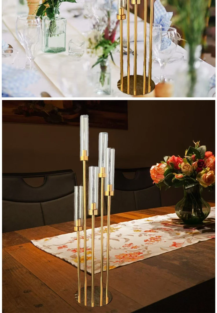 10pcs 5 gold metal candle holders, wedding decoration table ornaments acrylic candle holders/crystal candle holders