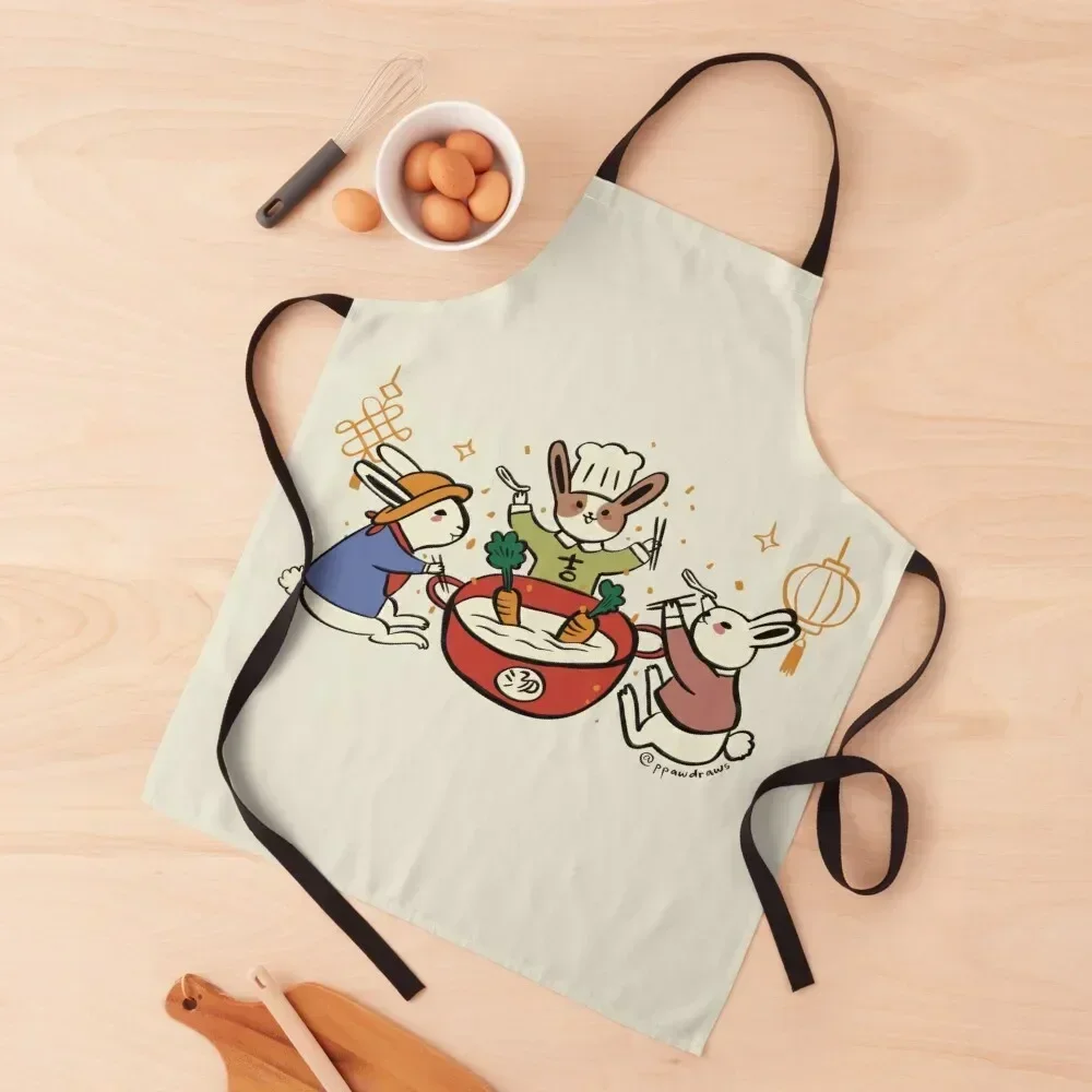 Rabbit Hot Pot Soup Gang Party Apron Kitchen Chef cookings for women Apron
