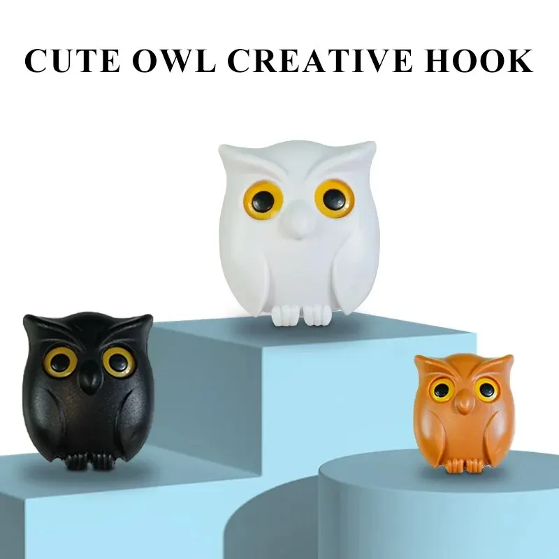 Hooks Owl Magnetic Key Hook Auto Blinking Cute Hooks No Punch Storage Hooks Kitchen Home Wall Decoration Hooks