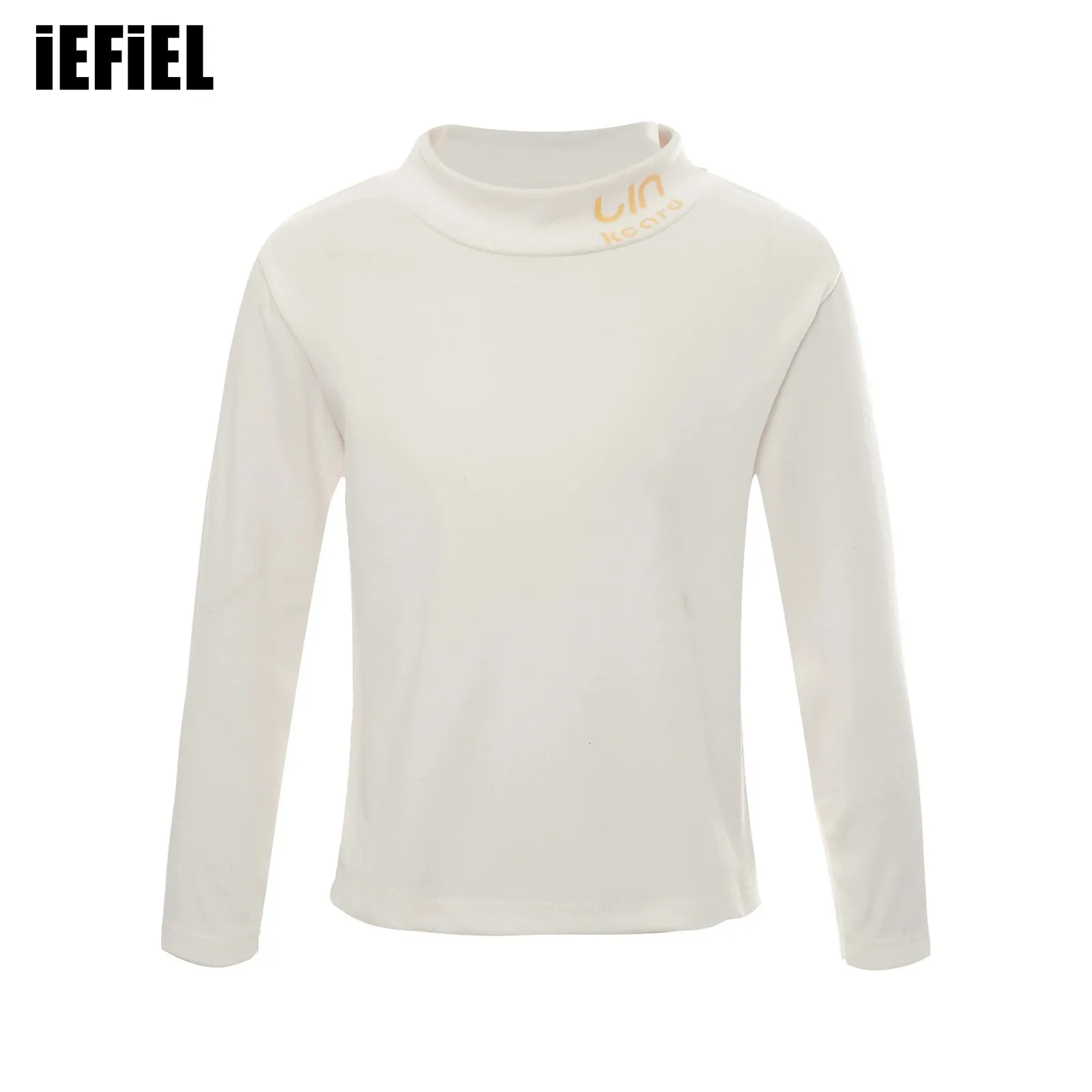 

Unisex Children Letter Print Undershirt Kids Boys Girls Mock Neck T-shirt Solid Color Long Sleeve Thermal Underwear Tops