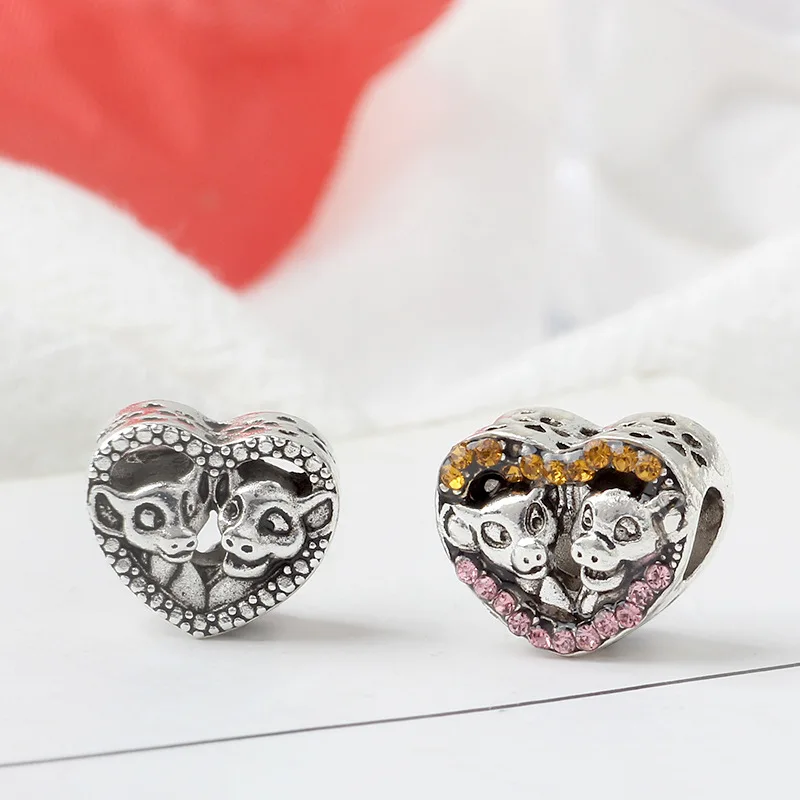 Fit Pandora The Lion King Charms Bracelet Women Bijoux Accessories Disney Simba & Mom CZ Beads for Jewelry Making Girls Bangles