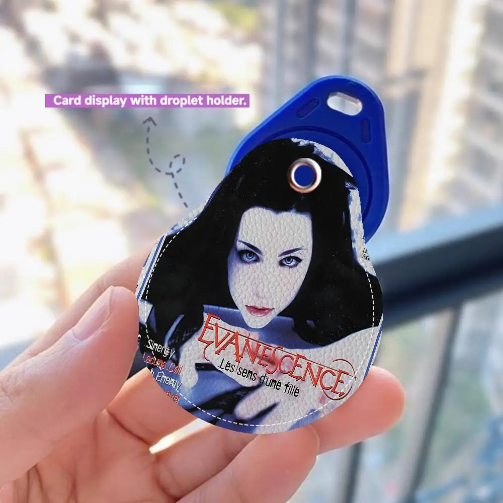 Evanescence Band 1PCS PU Leather Keychain Protective Case Door Lock Access Control Tags Card Bag Key Tag Ring