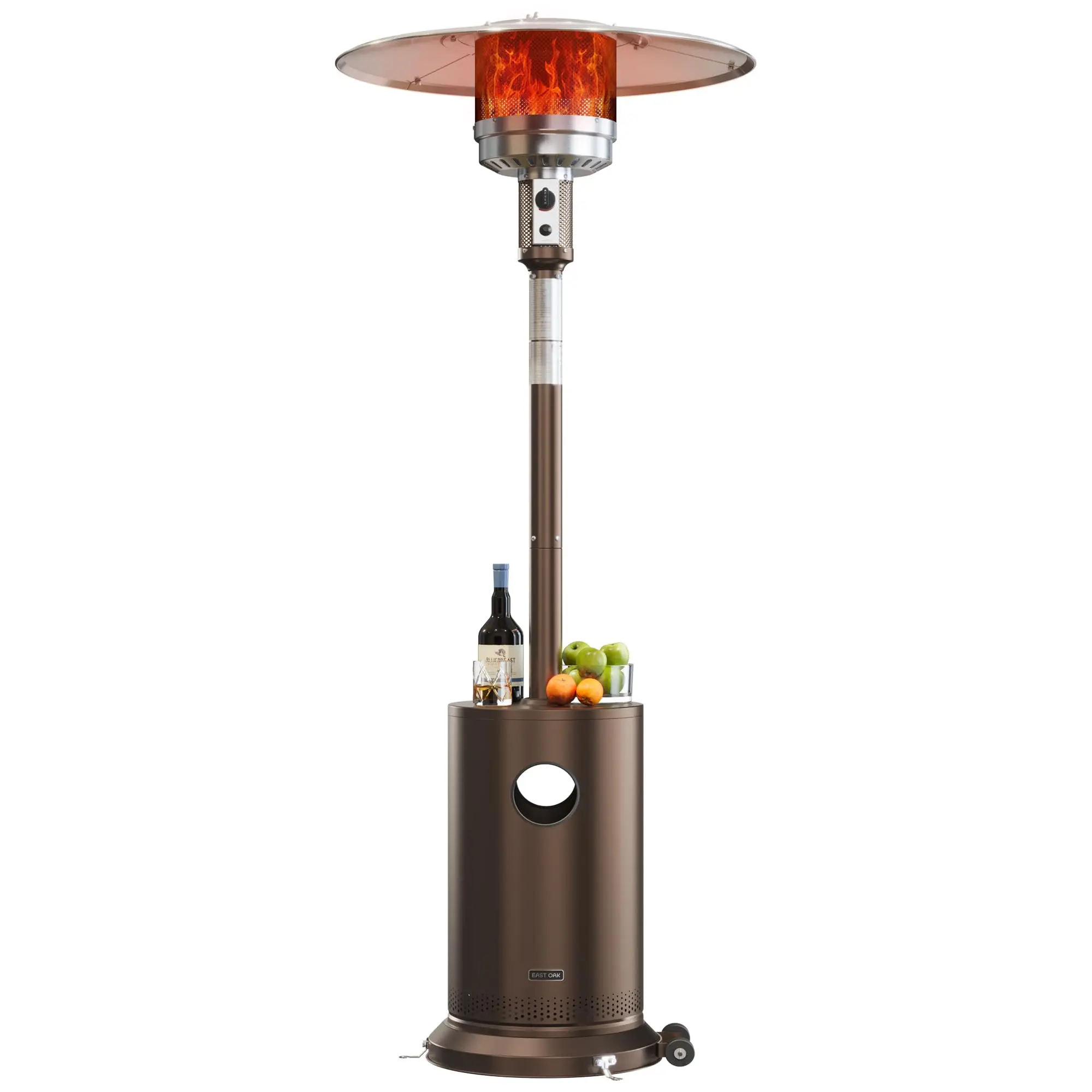 50,000 BTU Patio Heater for Outdoor Use With Round Table Design, Double-Layer Stainless Steel Burner and Wheels