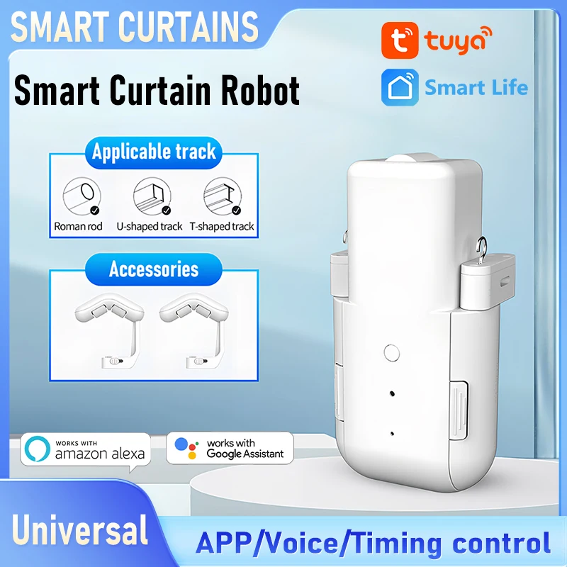 

Tuya WiFi Universal Smart Curtain Robot - Multi-Track Compatible,DIY Renovation Of Old Curtains Easy Install, APP Voice Control