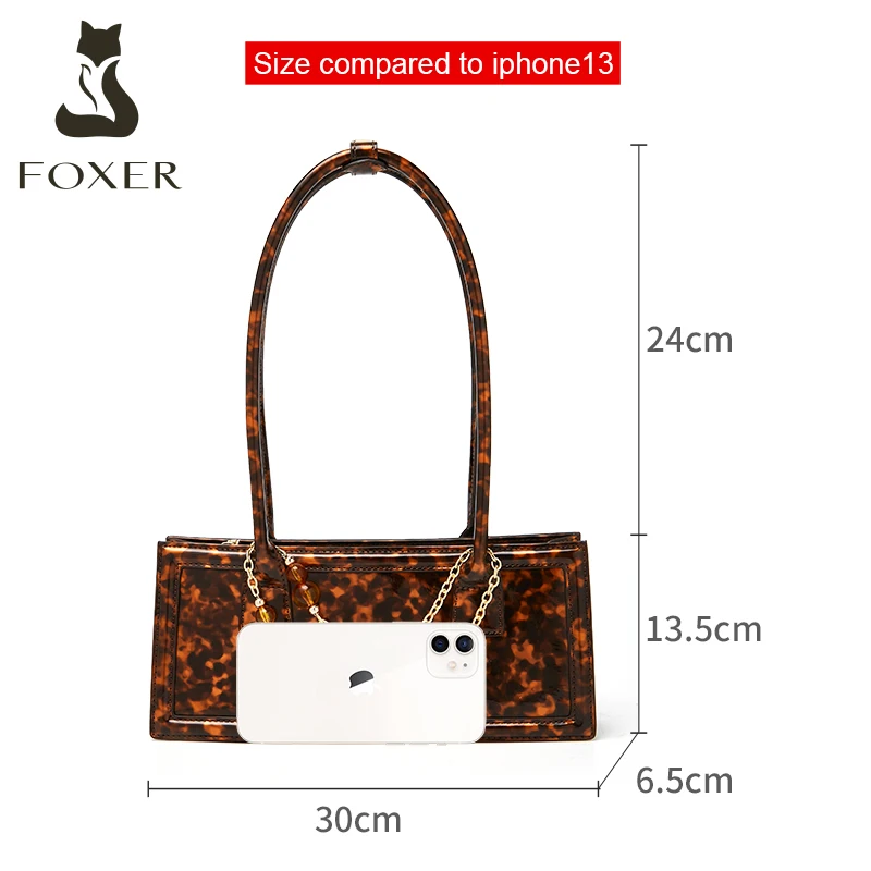 Imagem -03 - Foxer-vegan Bolsa de Ombro de Couro pu para Mulheres Zipper Retangular Axila Bolsas Elegante Design Chique Senhora Fêmea Marca Elegante