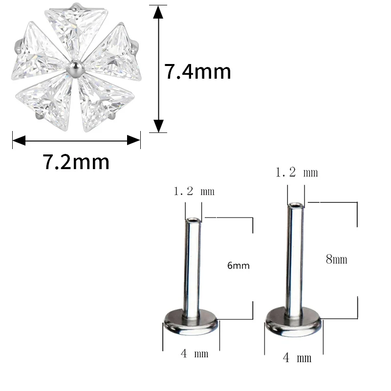 Titanium Ear Studs Earrings with CZ Paved Top