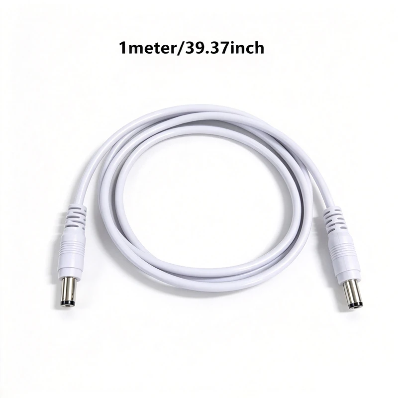 1/3/5/10 Meter DC Male to Male Power Extension Cable 5.5x2.1mm CCTV Adapter White Wires 12V 10A Extended Cord Wires Accessories