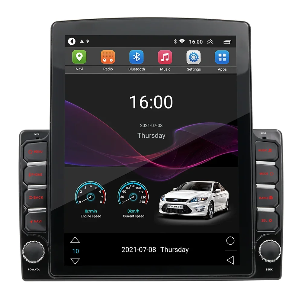 9.7-inch Vertical Screen Dual Spindle Android GPS Navigation Car Player with BT FM AUX USB WIFI 1G+16G Radio