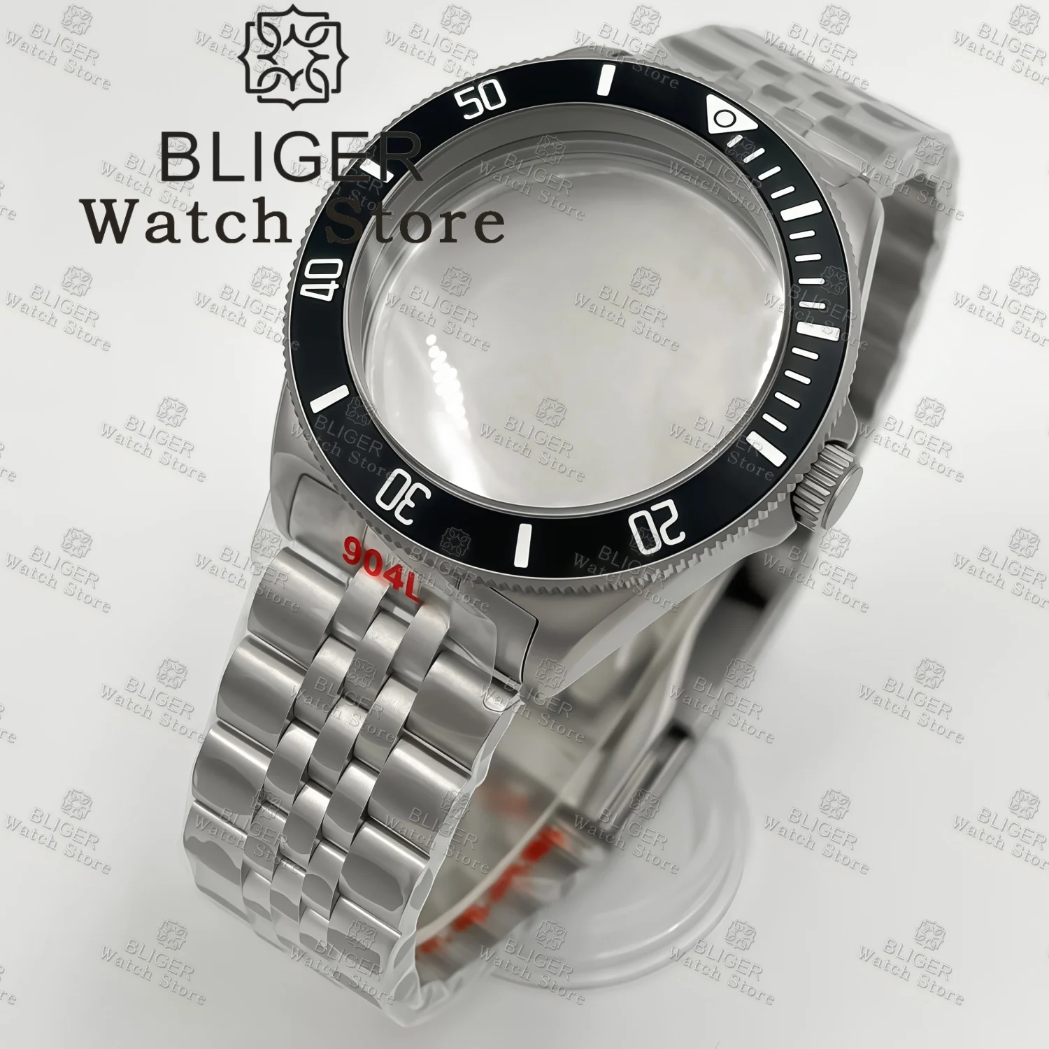40mm Watch Case With Strap Luminous Bezel Sapphire Glass For NH34 NH35 36 ETA2824 PT5000 Movement FX-Diving Watch Case Parts