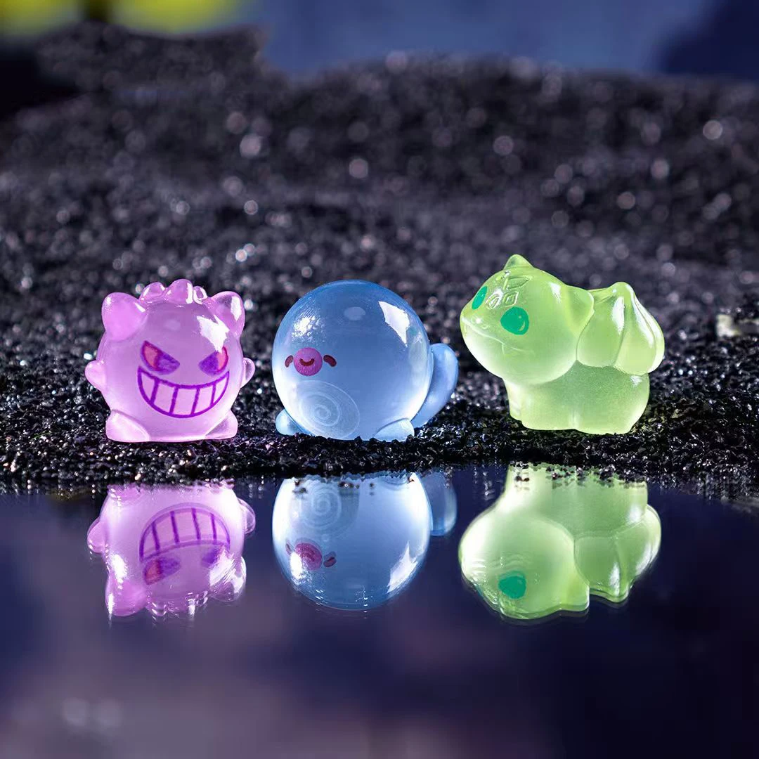 6 PZ/SET Pokemon Pikachu Anime Figure Carino Gengar Bulbasaur Giocattoli Luminosi Per I Bambini Kawaii Ornamento Collezione Fascino Regalo