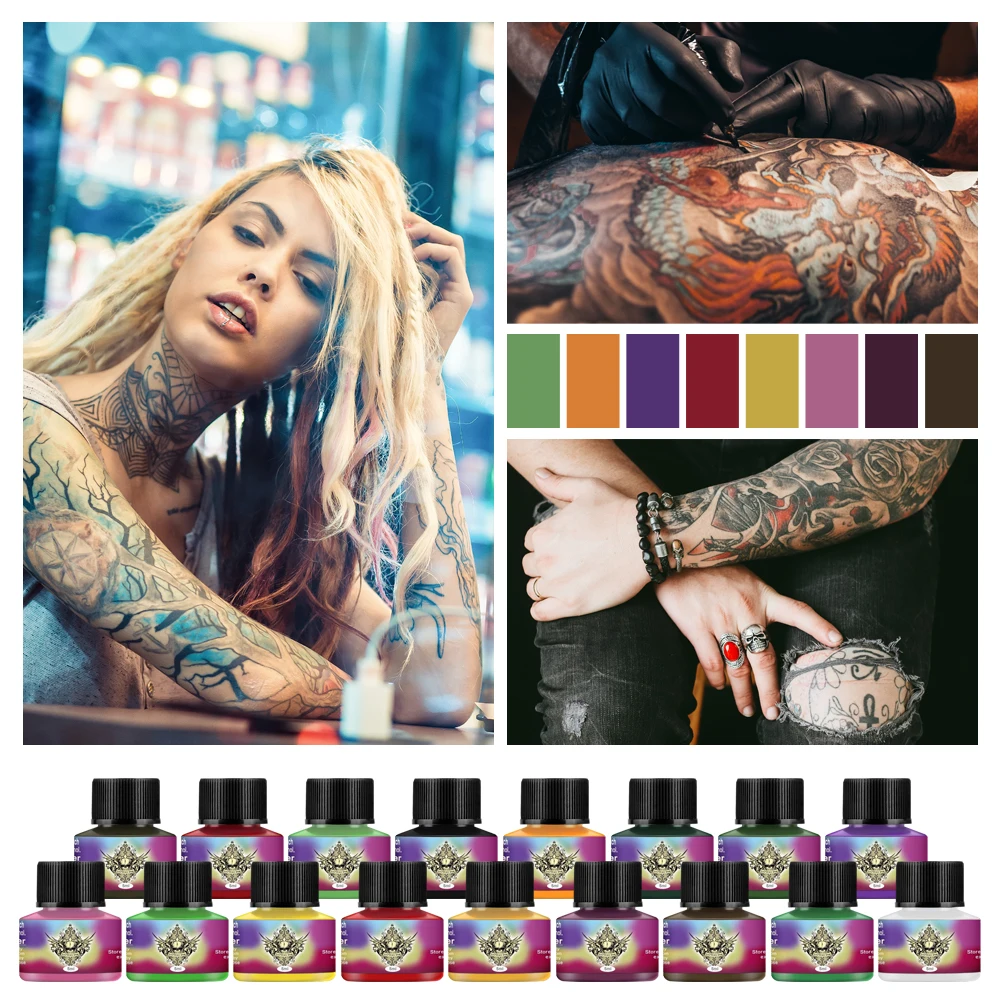 Professional Tattoo Inks 30ml/5ml Black White Red Colorful Tattoo Pigment for Permanent Makeup Tattoo Body Art Pigment Supplies