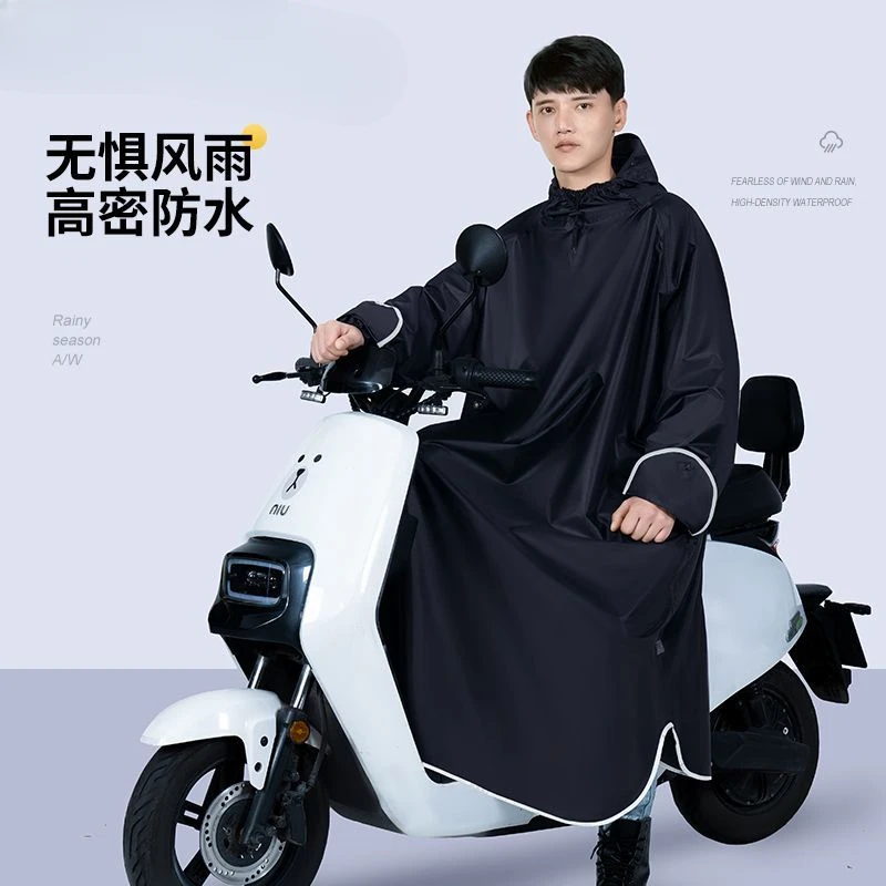 Adult Long Raincoat with Gloves Impermeable Waterproof Men Rain Poncho Outdoor Motorcyclist Cycle Rainproof Protective Equipment