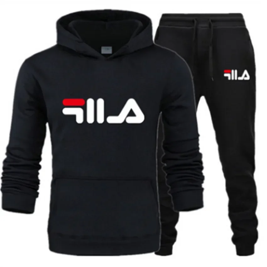 

New autumn and winter men's and women's casual hooded sweatshirt + pants 2-piece set, outdoor fashionable jogging men's suit