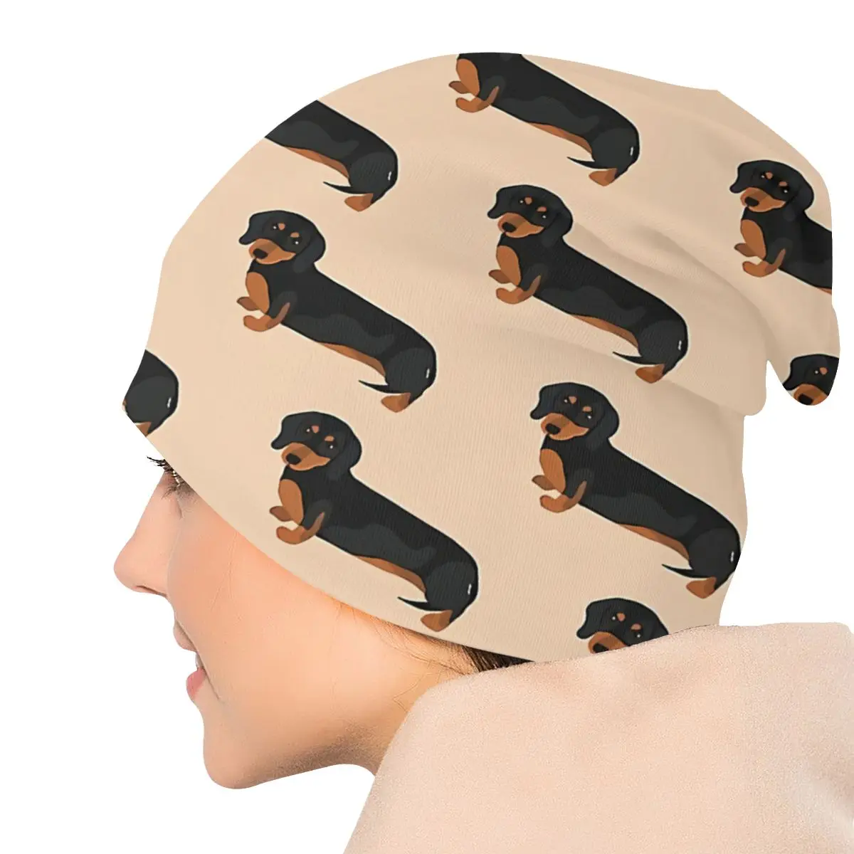 Dachshund Black Dog Men Women Thin Beanies Cycling Ski Cap Skullies Bonnet Hat